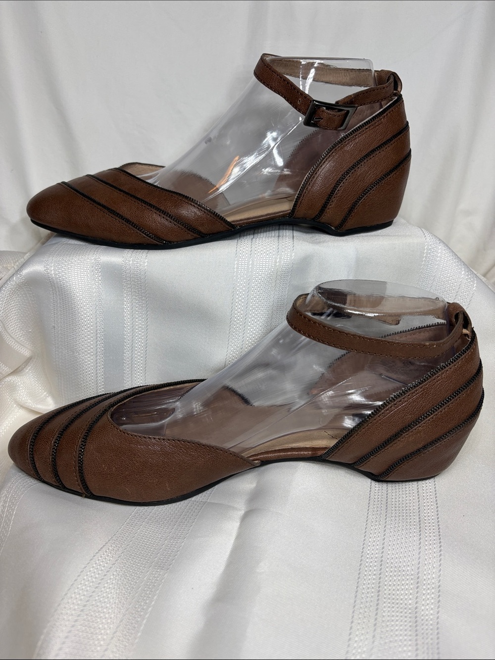 Adam Tucker -Becca Brown Pointed Ankle-Strap Flats - Picture 4 of 11